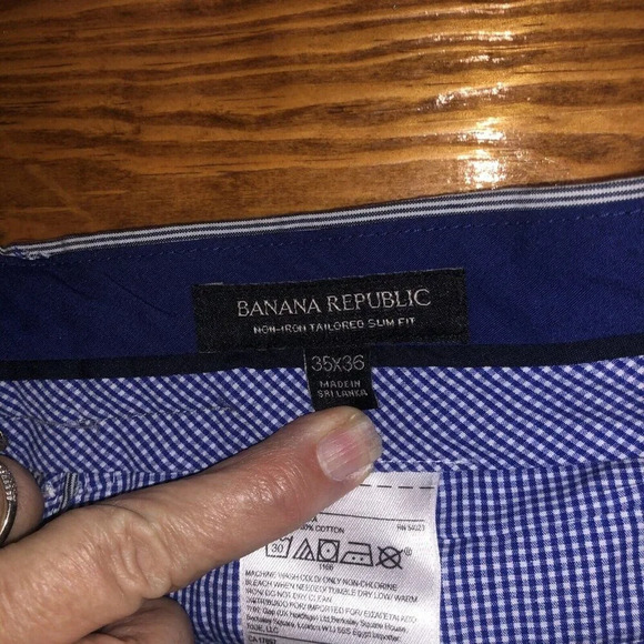 Banana Republic Pants Men 35 X 36 Non Iron Modern Slim Fit Pinstripe - Picture 3 of 6